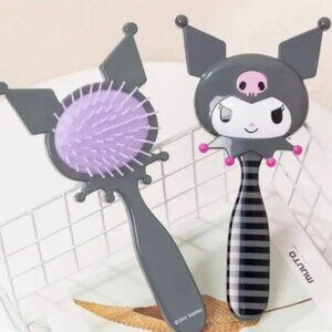 Sanrio Kuromi Anime 9" Hand-held Air cushioned Hair Brush Black & Purple Kuromi